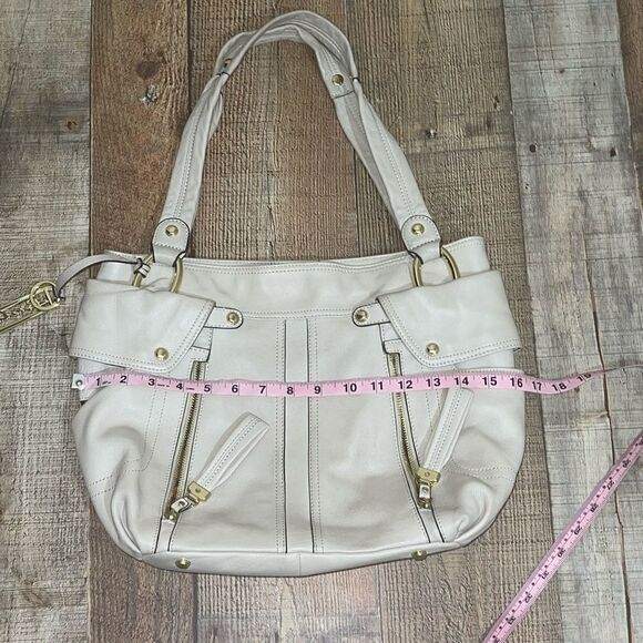 B. Makowsky Leather Tote Shoulder Bag Bone Leather - Picture 11 of 14